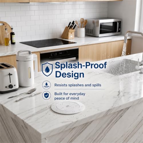 2.4" Pop Up Countertop Outlet, 30W USB-C & Wireless Charger | Fits 2.4 in (60mm) grommet holes, 4 AC outlets, 2 USB-C 30W, 2 USB-A 18W, 15W wireless charging and 1.5m cord, White - color: White