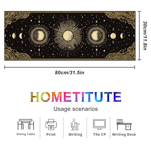 HOMETITUTE Large Mouse Pad 31.5x11.8 Inch Gaming Mousepad Golden Moon Phase Astrology Art Non-Slip Keyboard Desktop Protector Mat XL Mouse Pad for Home Office Laptop Wireless Mice Accessories - color: Golden Moon Phase Astrology Art
