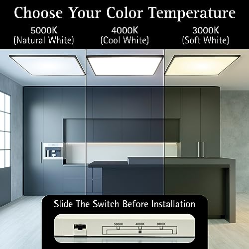 UltraLux 2x4 Surface Mount LED Panel TRIAC Dimmable 3CCT Matte Black 1Pk | 4000 lumens, 120-degree beam, CRI>80, aluminum build, damp-rated, fits junction boxes, over 50,000 hours, 5-year warranty - color: Matte Black, size: 2X4 (1 Pack)