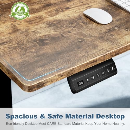 DUMOS 55 Inch Electric Standing Desk, Memory Adjustable Home Office Desk - color: Rustic, size: 55-Inch