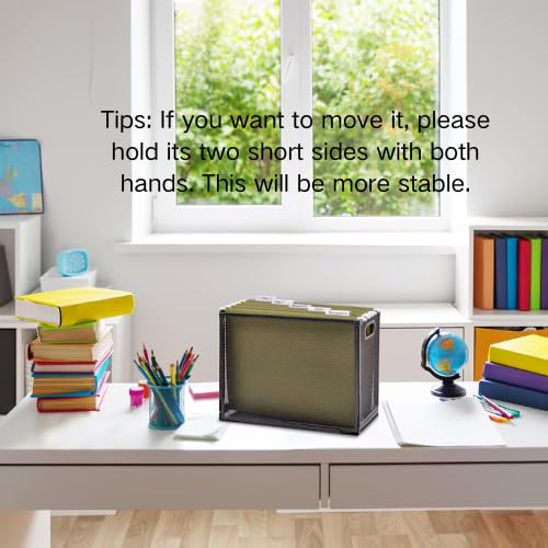 Desk Hanging File Organizer with 5 Folders, Mesh Metal Letter-Size Desktop File Holder Box for Filing Folder Storage Basket, 1 Pack Black, 12.2 x 9.45 x 5.45 inches - size: 1 Pack with 5 Folders