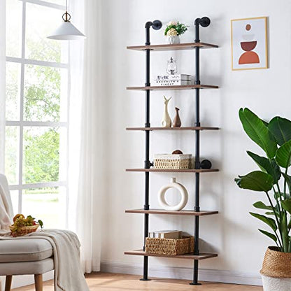 Hombazzar Industrial Pipe Bookshelf,6 Tier Pipe Shelving for Living Room