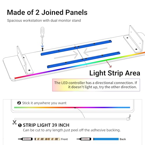 AFOOYO Monitor Stand Riser,31.5-Inch LED Light Wood Computer Monitor Stand with Adjustable Acrylic Legs,Desk Accessories Desktop Organizer Stand for, Computer,Laptop,Printer,PC TV Screen Riser,Black