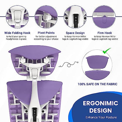 OFFICE LOGIX SHOP Embody Headrest Compatible with Herman Miller Embody Chair (Amethyst Fabric/White Frame) - color: Amethyst Fabric/White Frame