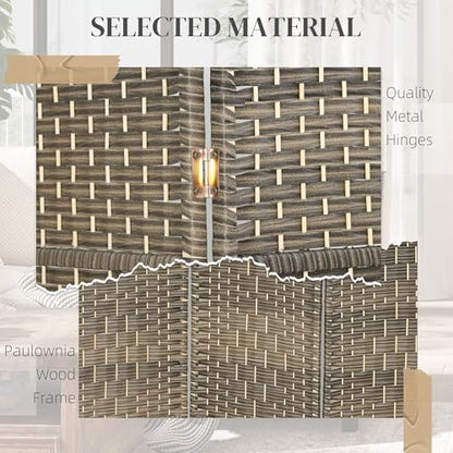 HOMCOM 4 Panel Room Divider 6 Ft Privacy Screen Hand-Woven Dark Rustic Oak | Folding PP Wall Partition, Pine Wood Frame, Freestanding Room Separator, Bedroom Home Office, No Assembly - color: Oak, size: 4 Panel