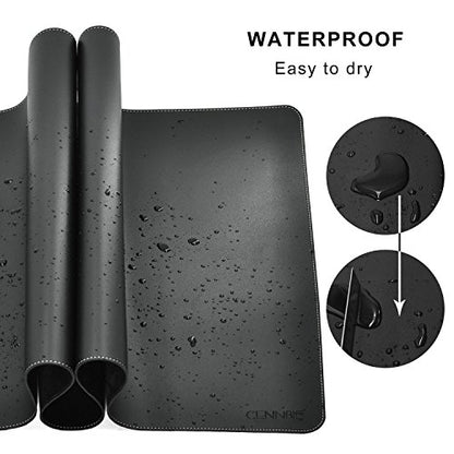 CENNBIE Leather Desk Mat Protector, 39.3" x 19.6" Large Mouse Pad(Black) - color: Black, size: 39.3" x 19.6"