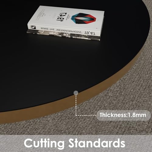 Round Table Topper - 1.8mm Thick,Dia.27 Inch Waterproof & Easy to Clean Protects Table Surfaces Conceals Scratches & Flaws for Coffee Tables & Dining Tables(Black+Black Dia.27Inch) - color: Black+black, size: 27" (Round)