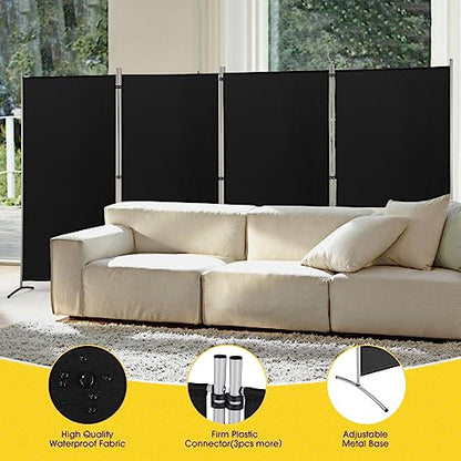RANTILA 4 Panel Room Divider, 6 Ft Tall Folding Privacy Screen Room Dividers, Freestanding Room Partition Wall Dividers, 136''W x 20''D x 71''H, Black - color: Black, size: 34" - 4 Panel