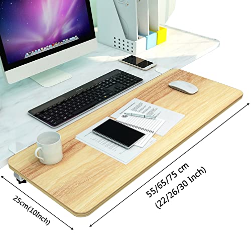 V3VOGUE 90° Foldable Desk Extender Armrest Shelf, Extended Desktop and Space Saver, Clamp-On Keyboard Drawer Tray, with K-Bracket, Ergonomic Computer Elbow Arm Support Relieve Fatigue - color: Walnut, size: 75x25cm(30x10Inch)