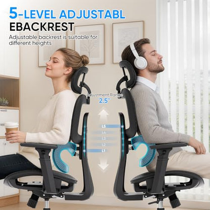 MoNiBloom Ergonomic Office Chair, High Back Mesh Desk Chair for Home, Black