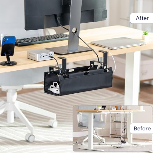 VIVO Black Clamp-on 16 in Fabric Cable Management Tray, DESK-AC16F-C - size: 16"