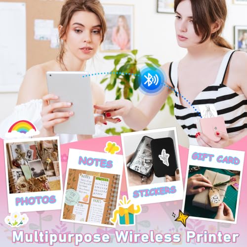 Phomemo Mini Sticker Printer, Inkless Thermal Sticker Printer Maker | Mini Printer Sticker Maker, Mini Impresora Portátil, Sticker Printer Machine, Pocket Label Printer for DIY/Study Notes, Gifts - color: Pink
