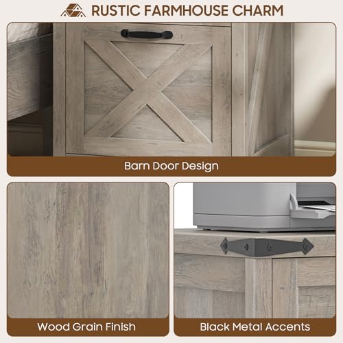 Small Farmhouse File Cabinet with 2 Drawers for Home Office, Rustic Grey | Halitaa Vertical Filing Cabinet Fits Letter and A4 Size, Farmhouse Printer Stand, Under Desk Wooden File Cabinet - color: Rustic Grey, size: 3 Drawers