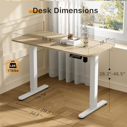 JOY worker Small Electric Sit Stand Desk, 40" Whole Piece Height Adjustable - color: Light Walnut, size: 40" * 20"