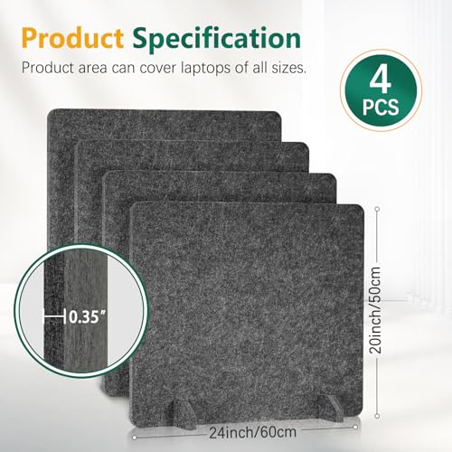 DOLLAR BOSS 4PCS Acoustic Desk Dividers, 24" x 20", Grey