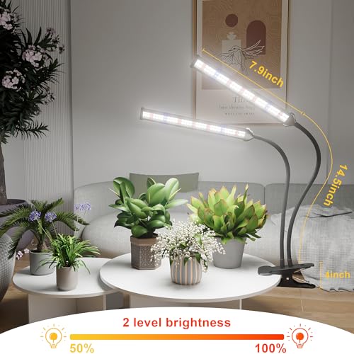 GooingTop LED Grow Light,White Full Spectrum Clip Plant Growing Lamp - size: 75Watts
