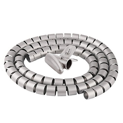 Cable Organizer Coiled Tube Sleeve Cable Cable Management Sleeve (Silver Length59inches Diameter1.1inches) - color: Silver, size: 59inch*1.1inch*1pc
