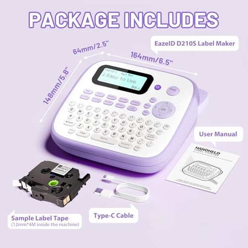 D210S Label Maker Machine with-Tape, Label Maker Waterproof-Labels - color: Purple