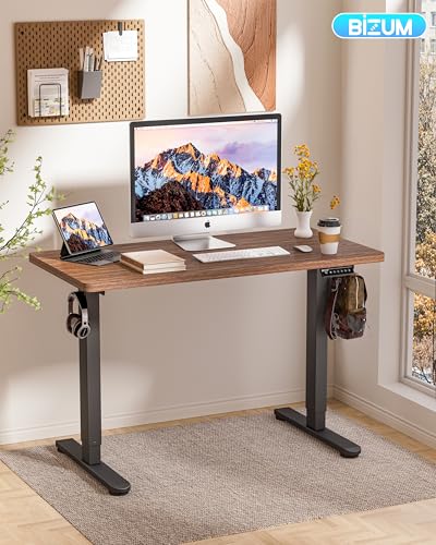 BIZUM Standing Desk Electric Adjustable Computer Desk-Stand up Desk Office Gaming Home Office Memory Desks 48x24 inches Wild Walnut - color: Wild Walnut, size: 47.2*23.6 Inch