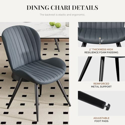 Dining Chairs Set of 6 Modern Fabric Dining Room Chairs Upholstered Dining Chairs with Thick Cushions Metal Legs Armless Back Chair for Kitchen and Living Room Charcoal Gray - color: Charcoal Gray (Fabric), size: Set of 6