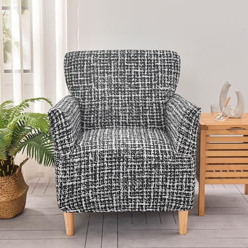 LiveGo Stretch Mid Century Modern Armchair Slipcover 1-Piece Jacquard Accent Chair Covers with Arms Soft Waterproof Chair Slipcovers for Living Room Furniture Protector Office (Color I) - color: Color I