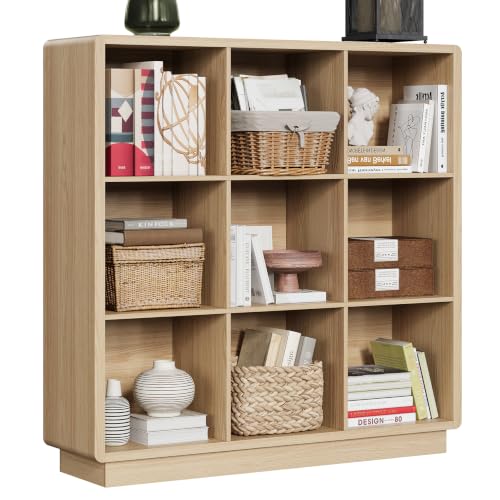 ChooChoo 9 Cube Storage Organizer, Wooden Bookcase with Storage, 43 Inch - color: Natural, size: 3-tier 9-cubes