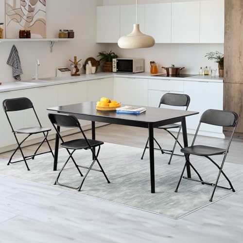 DUMOS Plastic Folding Chairs Sets of 4, Patio Dining Foldable Sets, Outdoor - color: Black, size: 4