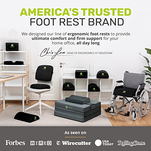 ErgoFoam Ergonomic Foot Rest Under Desk - Premium Velvet Soft Foam Footrest for Desk - Most Comfortable Desk Foot Rest in The World for Lumbar, Back, Knee Pain - Foot Stool Rocker (Black) - size: Regular
