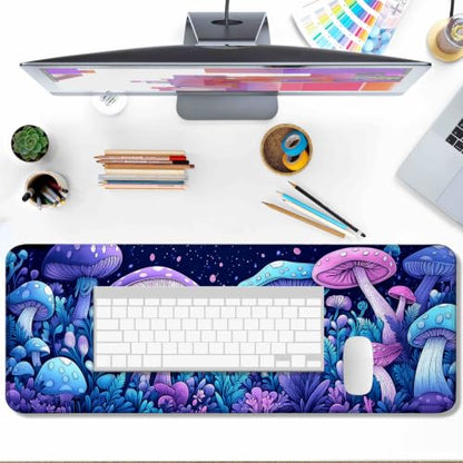 Purple Mushroom Large Mouse Pad & Desk Mat for Game, Office & Home | 31.5"x11.8"x0.12", HD Print, Long, Extended, Ultra-Smooth Surface, Non-Slip Rubber Base, Stitched Edges, Office Accessories - color: XK03