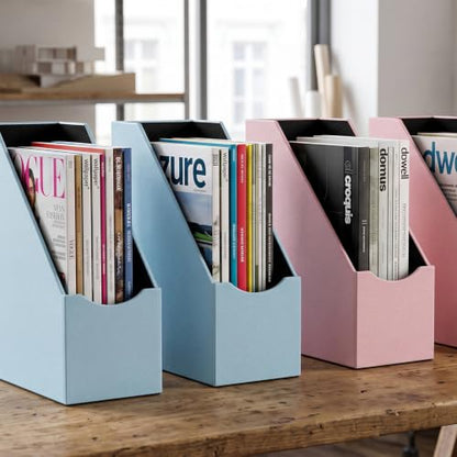 UnionBasic Magazine File Holder - Office Leatherette Desktop Document File Folder Journals Organizer Racks, Lychee Blue - color: Lychee Blue