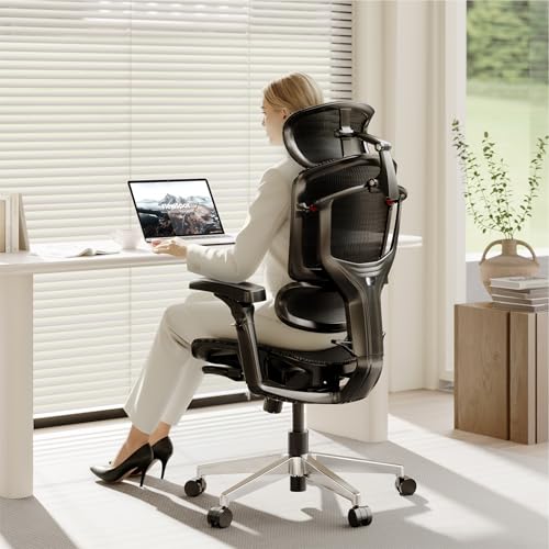 FLEXISPOT ErgoX-PRO Ergonomic Office Chair with Footrest Black – AeroWeave 5.0 Mesh Seat, 5D Lumbar, 7D Armrests, 4D Headrest, 551LBS Capacity – Office, Gaming, Home - color: Breathable Black, size: Overall Depth 47"