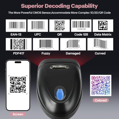Bluetooth 2D Barcode Scanner, 3-in-1 Bluetooth & USB Wired & 2.4G Wireless QR Barcode Reader, PDF417 Data Matrix Handheld Bar Code Scanner Work with Windows, Android, iOS (TM-10B) - color: Pink