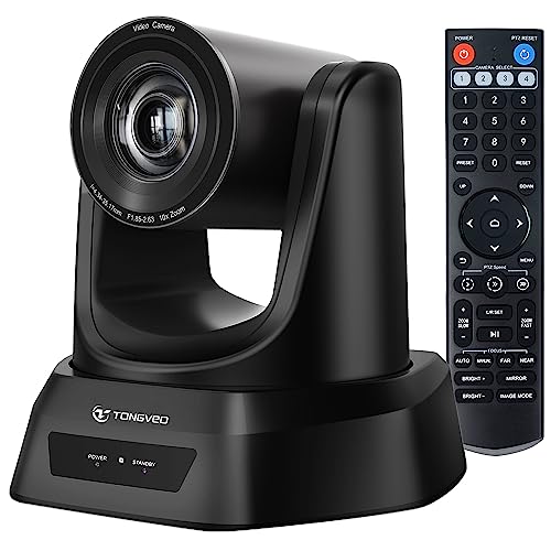 TONGVEO PTZ Camera HDMI/USB 10X Optical Zoom 60fps 1080P Video Conference Camera for Church Worship Live Streaming Meeting Online Learn with Zoom YouTube OBS and More - color: black