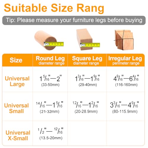 CHUNZEXI 72 Pack Chair Leg Floor Protectors for Hardwood Floors, Silicone Felt Covers Pads Caps, Protect Wood Furniture Feet Floors Noise Reduce and Scratch (Universal Large & Clear) - color: Clear-36pack, size: Universal L (Pack of 2)