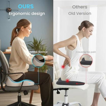 Seat Cushion, Memory Foam for Sit Bone and Back Pain Relief - color: Gray