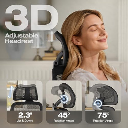 ELABEST X100 Ergonomic Mesh Office Chair with Footrest, Big and Tall Home Desk Chair with 5D Flip-Up Arms, Adjustable 3D Lumbar Support, Gaming & Executive Computer Chair (Midnight Cloud-No Footrest) - color: Midnight Cloud-no Footrest