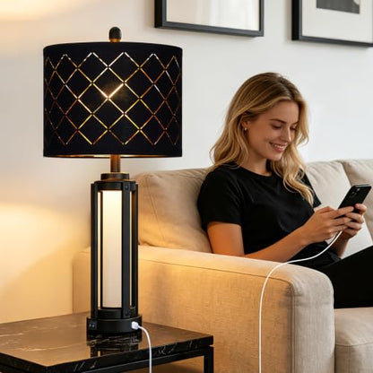 Lolikit 28" Tall Modern Table Lamps Set of 2 for Living Room Bedroom - color: Black - 28"H