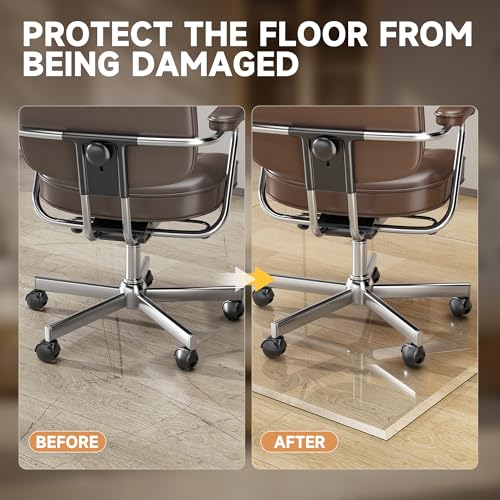 [Tempered Glass] 50“ x 44” Beveled Edge Glass Chair Mat with Polished Edge Clear Office Chair Mat, Glides Smoothly, Suitable for Carpet or Hardwood Floors - size: 50“x44”