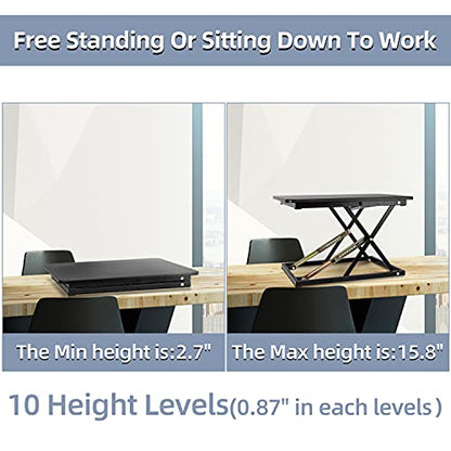 Standing Desk Converter, Height Adjustable Sit Stand Desk Converter, Fully Assembled Monitor Desk Riser for Standing or Sitting, Black, Pattern - color: Pattern-24in