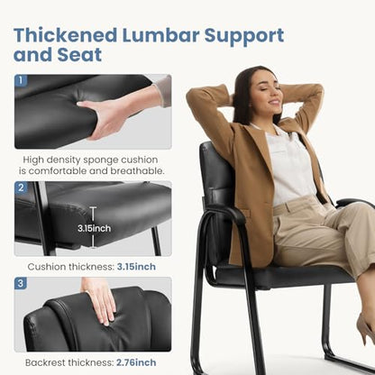 DUMOS Office Desk Guest Chair Set of 8, Leather Waiting Room Chairs with Padded Arms for Elderly Home Reception Area Conference Room Lobby Side breakroom - size: Set of 8