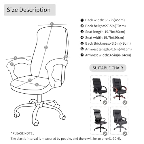 FORCHEER Large Office Chair Cover with Armrest Cover Black Jacquard Patterned Stretch Computer Chair Covers with Long Arm Rest Slipcovers Washable - color: Jacquard L-black, size: Large+Chair-Arm Cover