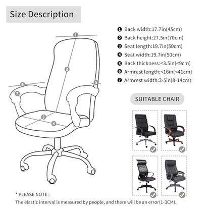 FORCHEER Large Office Chair Cover with Armrest Cover Black Jacquard Patterned Stretch Computer Chair Covers with Long Arm Rest Slipcovers Washable - color: Jacquard L-black, size: Large+Chair-Arm Cover