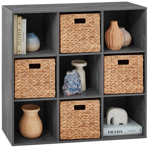 Best Choice Products 9-Cube Storage Organizer, 11in Shelf Opening, Bookcase, Display Shelf, Customizable w/ 3 Removable Back Panels - Dark Gray - color: Dark Gray, size: 9-Cube, 11in Shelf Opening
