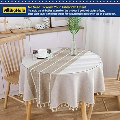 Round Clear Plastic Table Protector Cover Pad Thick Wipeable PVC Vinyl Tablecloth Furniture PVC Protective Desktop Liner Cover Waterproof Dining Tabletop Protection Desk Top Pad 36 Inch Diameter Round - color: New Version Round Shape Clear, size: 36" x 36