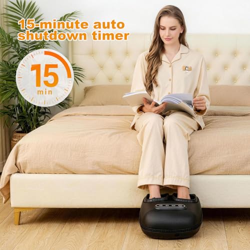 LINGTENG Foot Massager, Heated Foot Massager (Graphite Black) | Foot Massage with 3 Modes, 3 Intensity Levels, 15-Min Timer, Birthday Gifts for Women Men, Anniversal Gifts, Size up to 13" - color: Dark Black