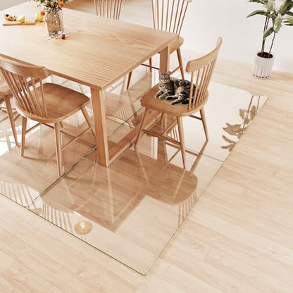 Tempered Glass Chair Mat for Carpet 48"x40", Floor Protector | Ultra Clear Office Chair Mat for Hardwood Floors & Carpets, Heavy Duty 0.2" Scratch-Resistant Surface with Non-Slip Pads - size: 48"x40"