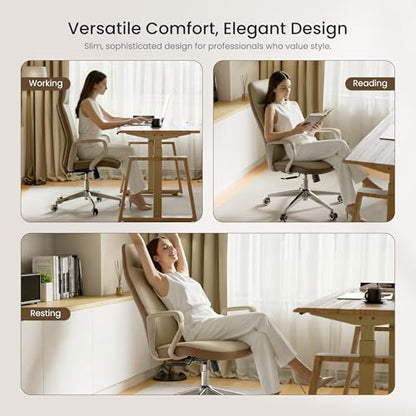 EUREKA ERGONOMIC Clara Executive Office Chair, Faux Leather, Beige Brown - color: Beige-brown, size: Pack of 1