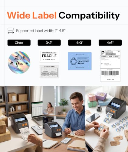Phomemo Shipping Label Printer with Screen and Built-in Label Bin - color: Gray