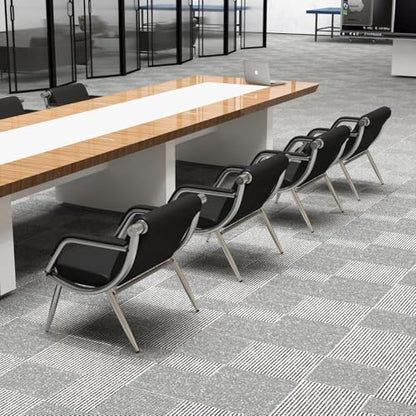 Kinsuite 1-seat Waiting Room Chairs - 4pcs Office Reception Chairs for Salon Barber Bench Airport Bank Hall PU Leather, Black - size: 1-seat*4