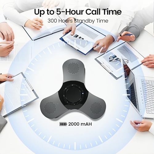 Conference Speaker and Microphone 360° Voice Pickup USB Bluetooth Speakerphone for Home Office & Meeting Room